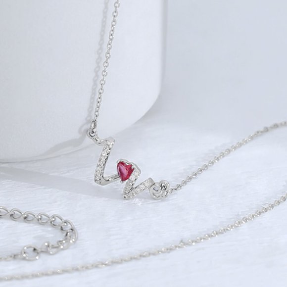 Heart Zircon Brass Necklace For Women - Picture 2 of 5